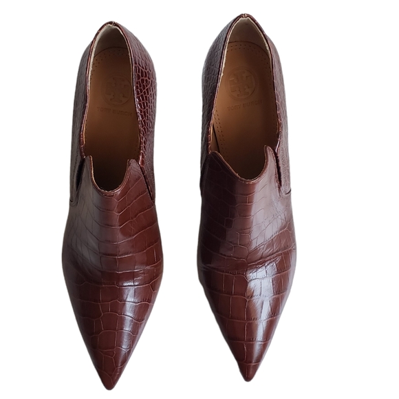 Tory Burch Size 9 Brown Georgina Crocodile Loafer Bootie - Picture 4 of 12